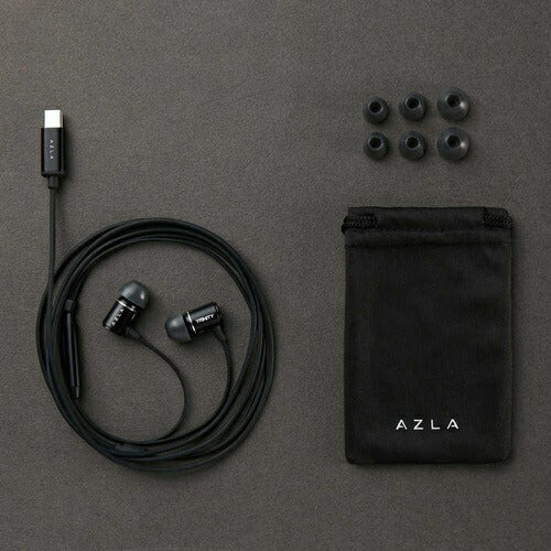 イヤホン 有線 タイプC TRINITY カナル型 USB Type-C ブラック Black AZLA AZL-TRINITY-UC-BLK