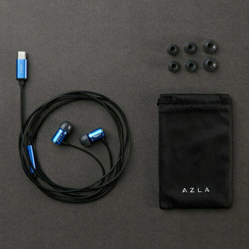 イヤホン 有線 タイプC TRINITY カナル型 USB Type-C ブルー Blue AZLA AZL-TRINITY-UC-BLU