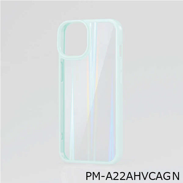 エレコム iPhone14/13用 ハイブリッドケース オーロラグリーン PM-A22AHVCAGN