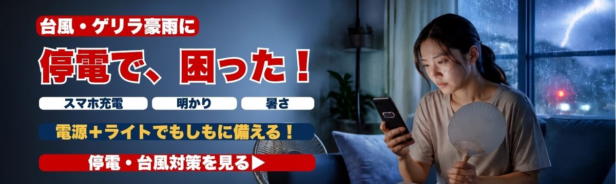 台風・ゲリラ豪雨に｜停電で、困った。停電・台風対策特集