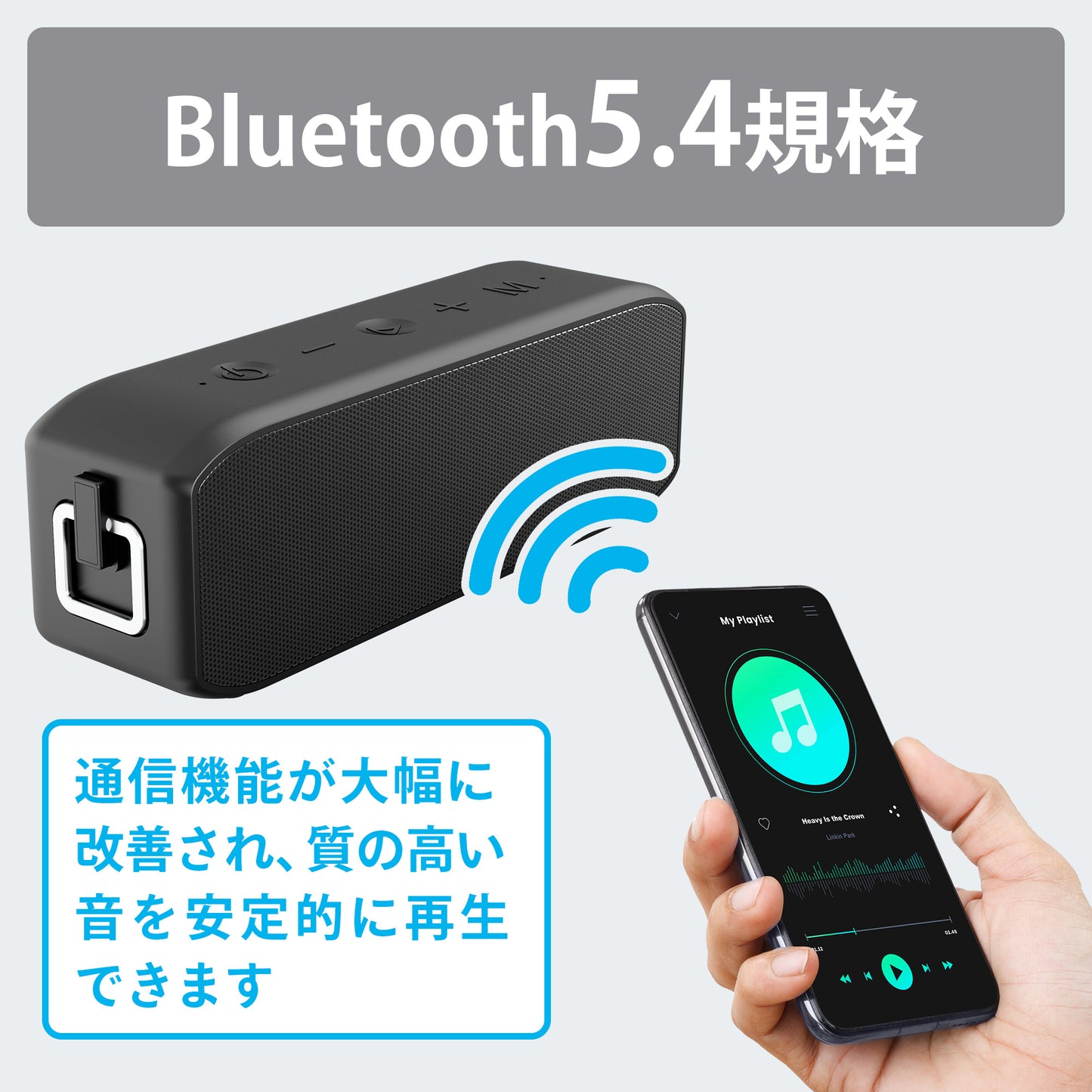 bluetooth スピーカー オジリナル Bluetooth スピーカー 防水 小型 お風呂 テレビ キャンプ ワイヤレススピーカー ブラック Bluetooth5.4 有線対応 F3BSWP-01