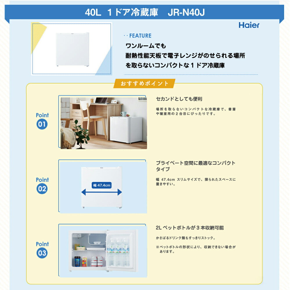 一人暮らし家電セット 冷蔵庫 洗濯機 電子レンジ 炊飯器 掃除機 5点セット ハイアール 1ドア冷蔵庫 ホワイト色 40L 全自動洗濯機 洗濯4.5kg 電子レンジ ホワイト 17L60Hz 炊飯器 3合 スティッククリーナー　設置料金別途