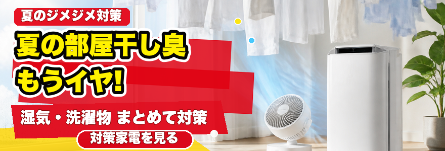 夏の部屋干し臭、もうイヤ！｜湿気・部屋干し対策特集