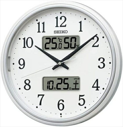 セイコー セイコークロック 掛時計 電波 アナログ カレンダー 温度 湿度 白パール 直径290×50mm KX276W