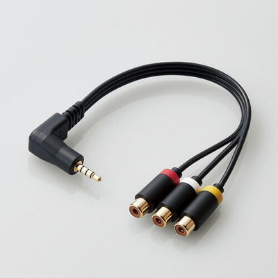 エレコム ELECOM DH-MLWRYF015 BK L型ミニプラグ4極 RCAピンジャック変換