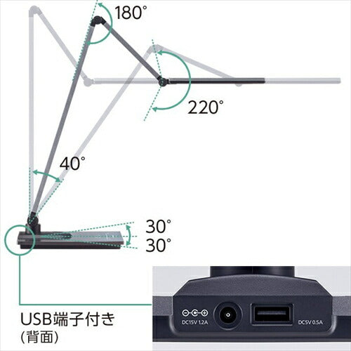 パナソニック SQ－LD560 W LEDデスクスタンド 置き型 スマホ充電USBポート付 4段調光 パソコンくっきり光搭載 器具光束950ルーメン ホワイト