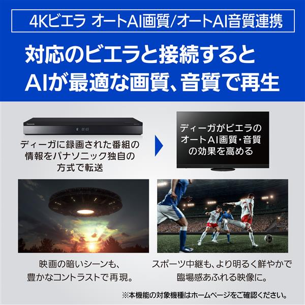 ブルーレイレコーダー DIGA 1TB 3番組同時録画 BS CS 4Kチューナー内蔵 Panasonic DMR-4T103