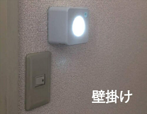 リーベックス Revex LED センサー ライト ミニ 電池式 防雨型 人感センサー マグネット付き 防犯 角型 ホワイト SL102 防犯防災用品