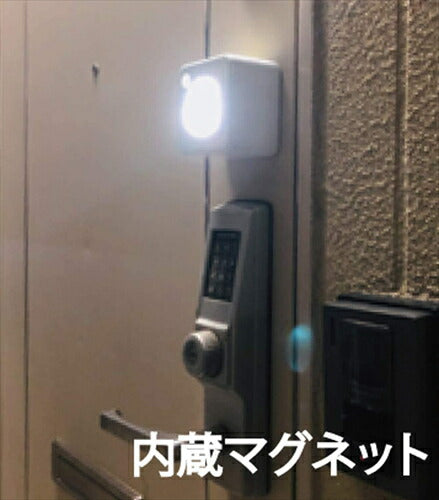 リーベックス Revex LED センサー ライト ミニ 電池式 防雨型 人感センサー マグネット付き 防犯 角型 ホワイト SL102 防犯防災用品