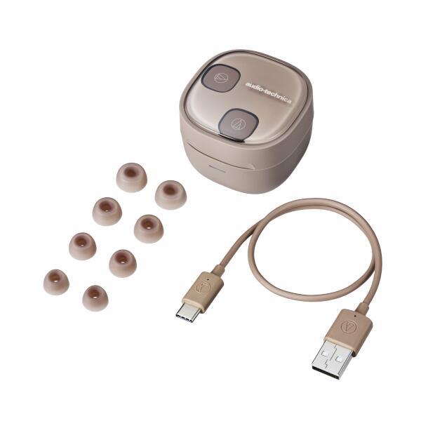 完全ワイヤレスイヤホン Bluetooth対応 カフェラテ audio-technica TH-SQ1TW2 CA