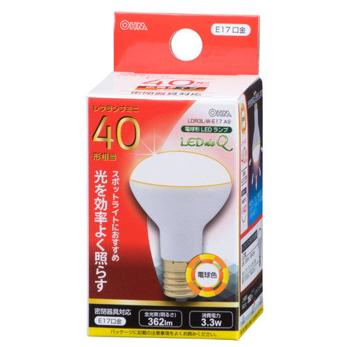 オーム電機 OHM LED電球 レフランプミニ形 E17 40形相当 3W 電球色 広角タイプ140° LDR3L-W-E17 A9