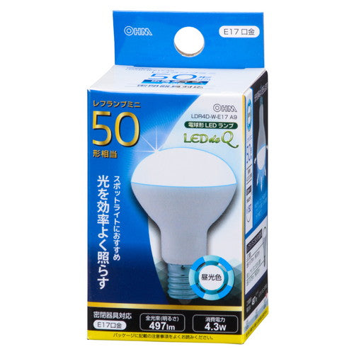 オーム電機 OHM LED電球 レフランプ形 E17 50形相当 4W 昼光色 広角タイプ150° LDR4D-W-E17 A9