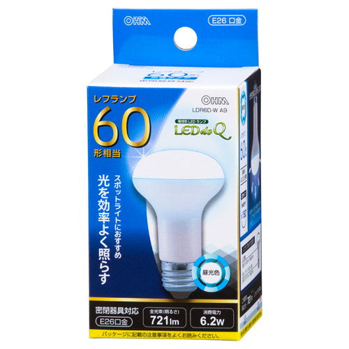 オーム電機 OHM LED電球 レフランプ形 E26 50形相当 6W 昼光色 広角タイプ160° LDR6D-W A9