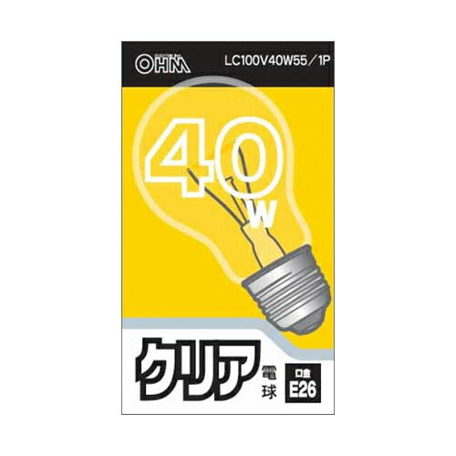 オーム電機 OHM クリア電球 LC100V40W55/1P