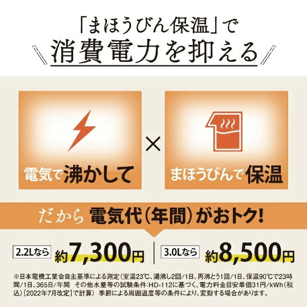 電気まほうびん 優湯生 ホワイト 象印 CVGV22
