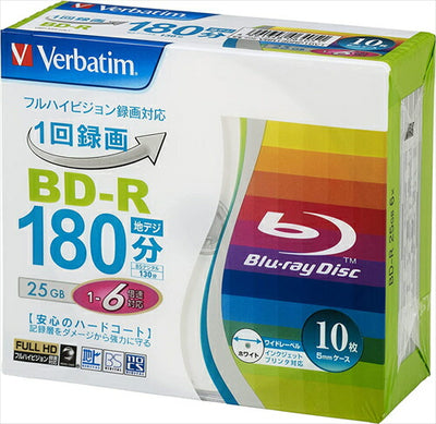 バーベイタムジャパン 三菱ケミカルメディア Verbatim 1回録画用 BD－R VBR130RP10V1 （片面1層／1－6倍速／10枚） ホワイト